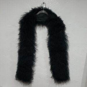 margot Black Faux Fur Long Scarf